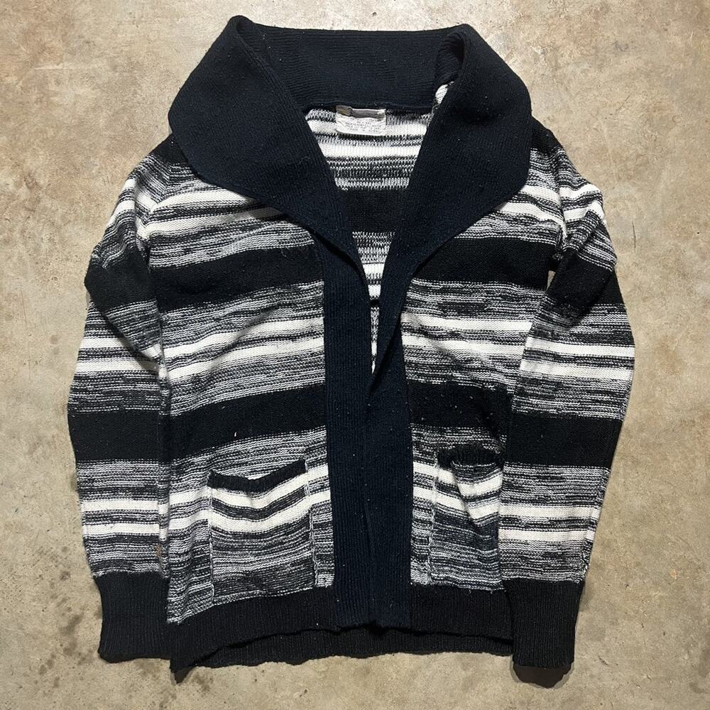 Vintage 60s Black/White Striped Buttonless Cardigan Sweater